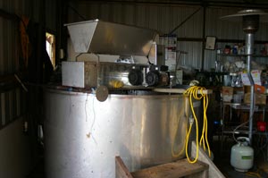 crusher over open fermentor
